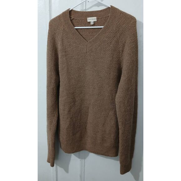 Club Monaco mens medium 100% alpaca camel brown sweater super soft pullover - Picture 1 of 7